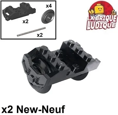 Buy LEGO X2 Train Bogie Wheel Mount Wheel RC Holder Complete Black/Black 2878c02 NEW • 8.56£