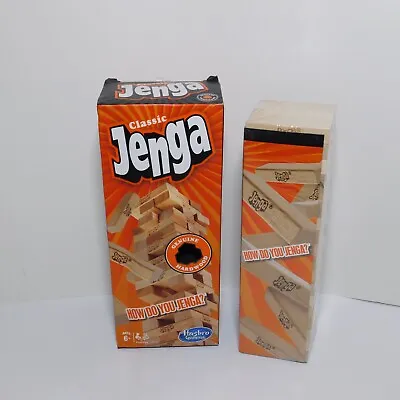 Buy 2019 Classic JENGA Hasbro Genuine Wood Blocks Game Sealed Contents Open Box • 14.06£