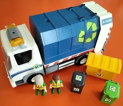 Buy Playmobil 4129 City Action Recycling Truck Lorry Flashing Lights 2 Men 3 Bins  • 15£