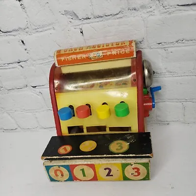 Buy Vintage Fisher Price Cash Register #972 1960s Wooden Classic NO COINS! • 13.39£