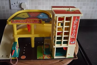 Buy Collector's Vintage Fisher Price 1970'S  Parking Ramp Service Center With Cars • 30£