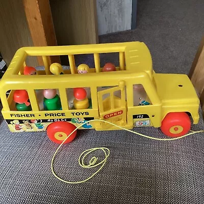 Buy Vintage Fisher Price Little People Safety School Bus With 7 Little People • 29.99£