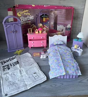Buy Barbie Mattel Bedroom Slumber Party Playset Has Box & Instructions 1995 Vintage • 34.49£