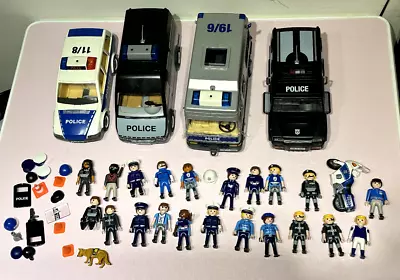 Buy Job Lot Playmobil 4x Police Cars Vans Bike 21x Figures Accessories Dog 1994-2012 • 14.99£