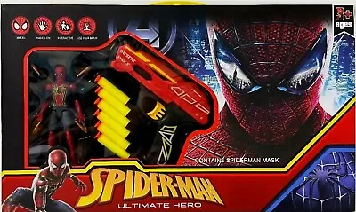 Buy Spiderman Ultimate Hero Soft Foam Bullet Toy Gun Fits Nerf Mask & Figure Ages 3+ • 27.99£