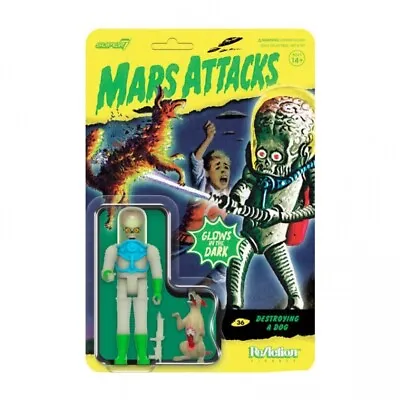 Buy Super7 Mars Attacks Alien Destroying A Dog ReAction Figure Retro MOC GITD • 27.95£