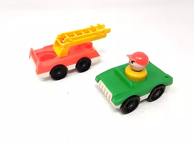 Buy Vintage 1970's Fisher Price Fire Engine And Car With Figure • 6.99£