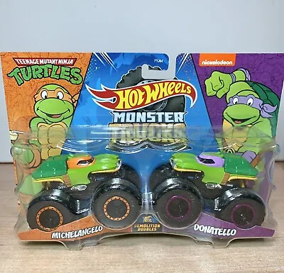 Buy Hot Wheels Monster Trucks Demolition Doubles Michelangelo Donatello TMNT 1:64 • 29.95£
