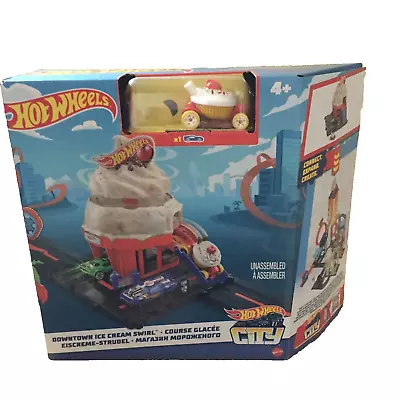 Buy Hot Wheels City Downtown Ice Cream Swirl Playset Brand New! • 13.99£