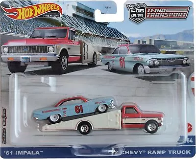 Buy Hot Wheels Team Transport 1961 Chevy Impala On 1972 Chevy Ramp Truck HKF40 *NEW* • 9.99£