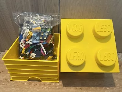 Buy Lego 4 Stud Yellow Storage Brick Box, Lego Sealed 4matching Wheels And Figures • 27.99£