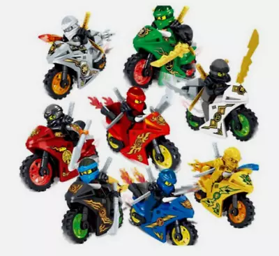 Buy 8Pcs Ninjago Motorcycle Minifigures Ninja Mini Figures Fits Blocks Toy New UK • 10.95£