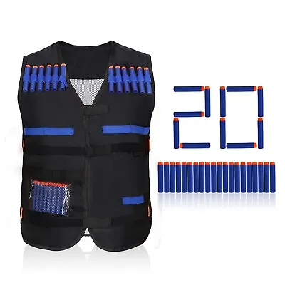 Buy Kids Tactical Vest Kit For Nerf Toy Guns N-Strike Elite Series Adjustable BLACK • 9.42£