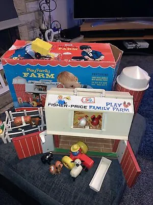 Buy Vintage Fisher Price Barn 915 With Tower & Original Figures Farm Animals & Box • 30£