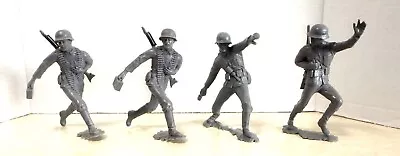 Buy Vintage Lot Of 4 Louis Marx German Soldiers 6-7  Grey Plastic Army Men 1963 • 18.73£