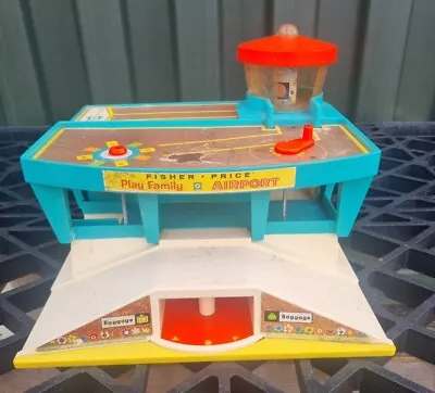 Buy Vintage Fisher Price Play Family Airport Toy Playset Model 966 Made In USA 1972 • 19.99£