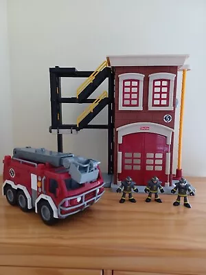 Buy Fisher Price 2007 Large Fire Station Playset With Fire Engine And 3 Figures VGC • 25£