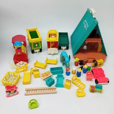Buy Fisher Price Playset Bundle Play Family A Frame 990 Circus Train 991 Vintage -CP • 7.99£