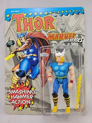 Buy Toybiz Marvel Super Heroes Thor MOC Mint Carded 1990 Smashing Hammer Action • 35£