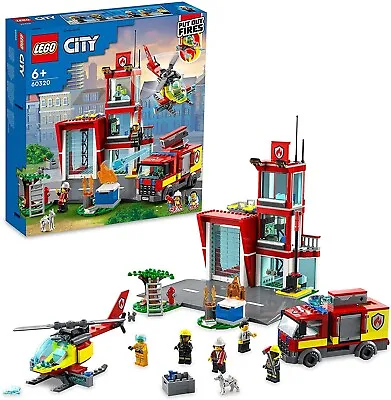 Buy LEGO 60320 City Fire Station Set With Garage Fire Engine And Helicopter Toy Gift • 47.99£