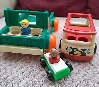 Buy Fisher Price Vintage MiniBus, Car & Pick Up Truck Plus Little People 1969/70s✨️ • 14.50£