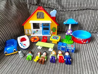Buy Playmobil 123 Family With House, Car, Boat, Pool, Family, Pet, Furniture • 24.99£