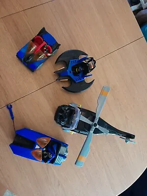 Buy 3x Batman Figure 1 X Robin + Batboat, Batcopter Batplane, Batcar 1/6 Set Mattel • 37£