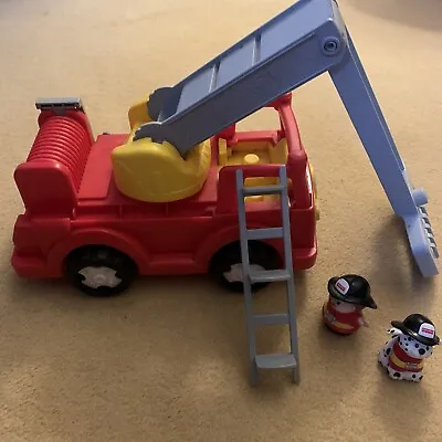 Buy Vintage Fisher Price Little People Push A Long Fire Engine With 2 Figures Ladder • 10£