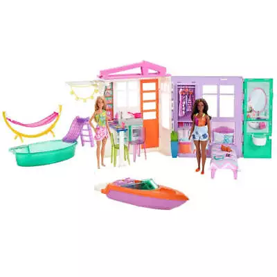 Buy Barbie Holiday Fun Summer Beach House, Dolls And Accessories • 79.99£