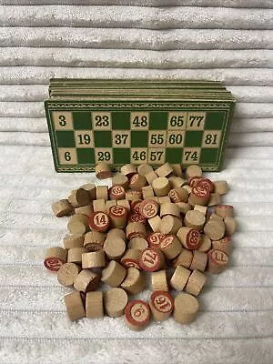 Buy Vintage Bingo Game Spare Boards And Wooden Counters • 9.99£