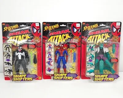 Buy Vintage Toybiz Spiderman Sneak Attack Shape Shifters Venom Lizard Figures MOC 98 • 95£