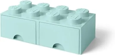 Buy 04B1124M LEGO Brick 2 Drawers Stackable Storage With 8 Knobs, In Aqua • 51.79£