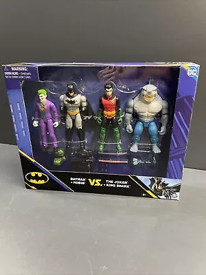 Buy DC Batman + Robin Vs The Joker + King Shark 4 Pack 4 Inch Action Figure Set New • 14.99£