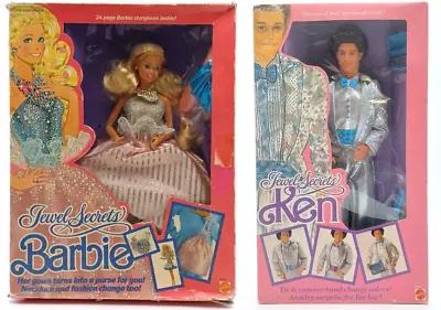 Buy Set Of 2x Vintage Mattel 1986 Jewel Secrets Doll: Barbie 1737 + Ken 1719, NrfB • 156.44£