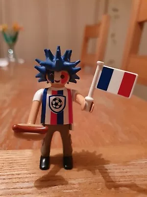 Buy Playmobil Figure French Football Fan With Spiky Hair, Hotdog And French Flag • 3.95£