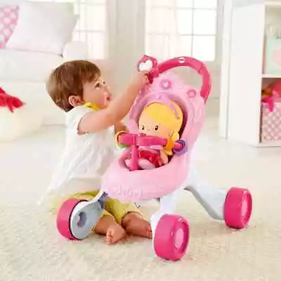 Buy Fisher Price Princess Stroll Along Musical Walker & Doll Stroller Baby Gift Set • 49.99£