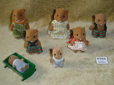 Buy VINTAGE SYLVANIAN FAMILIES WATERS BEAVER FAMILY 7x FIGURES + COT - EPOCH - RARE • 19.99£