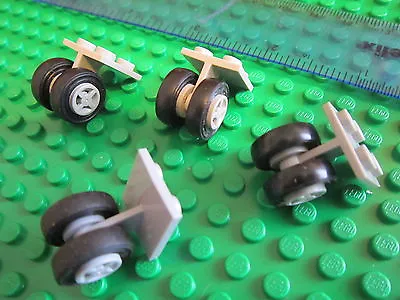 Buy LEGO 4 Sets Of Aircraft Undercarriage Wheels Twin Light Grey 2x2 Plate Units • 2.79£