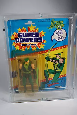 Buy Vintage 1985 Kenner Super Powers Green Arrow Canada - MOSC + Acrylic Case • 214.53£