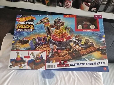 Buy Hot Wheels Monster Trucks Arena Smashers Bone Shaker Ultimate Crush Yard Set New • 24.99£