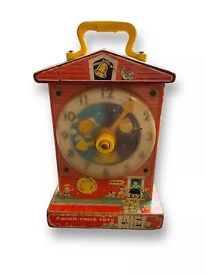 Buy Fisher-Price Teaching Clock Wind Up Music Box 1968 Vintage Working • 14£