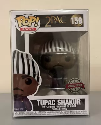 Buy Funko Pop! Music Tupac Shakur #159 2Pac + Protector Stripe Overalls Limited RARE • 19.99£