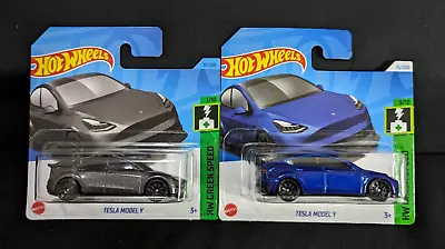 Buy Hot Wheels Pair Of Tesla Model Y Models In Grey And Blue. 2023 And 2024. • 6.99£