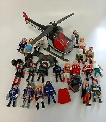 Buy Bag Of Mixed Playmobil Figures And Helicopter In Good Over All Condition • 7.99£