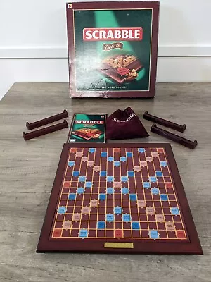 Buy Scrabble Deluxe Edition By Mattel Vintage 2000 Wooden Tiles & Turntable Complete • 39.99£