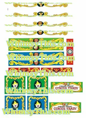 Buy Vintage Fisher Price Little People #991 CIRCUS TRAIN LITHOS Stickers Decals  • 11.34£