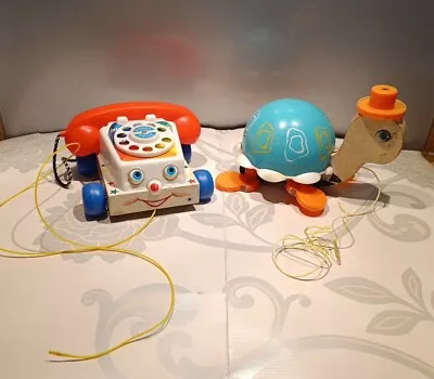 Buy Vintage Fisher Price Toys Chatter Phone 747 Tortoise Pull Along Childs Childrens • 7.99£