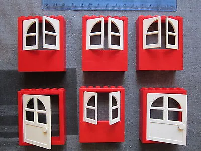 Buy LEGO 2 X Large Doors + 4 X Windows With Frames Red & White • 4.99£