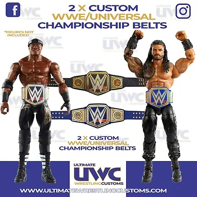 Buy Custom WWE/Universal Championship Belts X 2 For Mattel/Jakks/Hasbro Figures • 5.69£