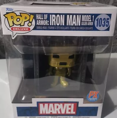 Buy Funko Pop Deluxe Marvel Hall Of Armor Iron Man Model 1 Gold PX #1035 • 11.48£